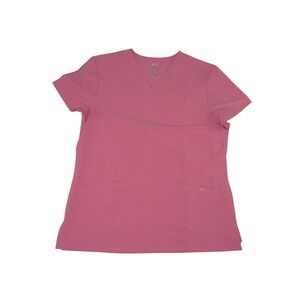 Dagacci Natural Stretch Pink V-Neck Scrub Top FS2802 Womens Small Short Sleeve